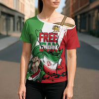 Free Iran Lion and Sun Personalized Cross Shoulder Shirt Persian Freedom Protest