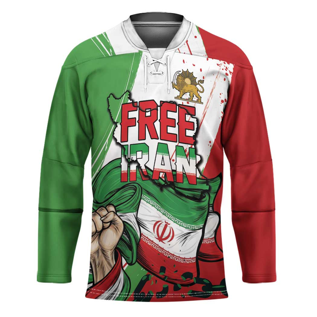 Free Iran Lion and Sun Personalized Hockey Jersey Persian Freedom Protest