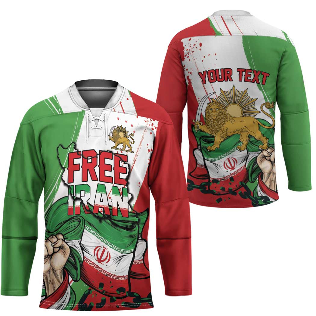 Free Iran Lion and Sun Personalized Hockey Jersey Persian Freedom Protest
