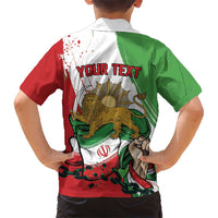 Free Iran Lion and Sun Personalized Kid Hawaiian Shirt Persian Freedom Protest