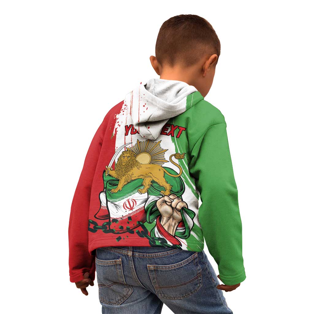 Free Iran Lion and Sun Personalized Kid Hoodie Persian Freedom Protest