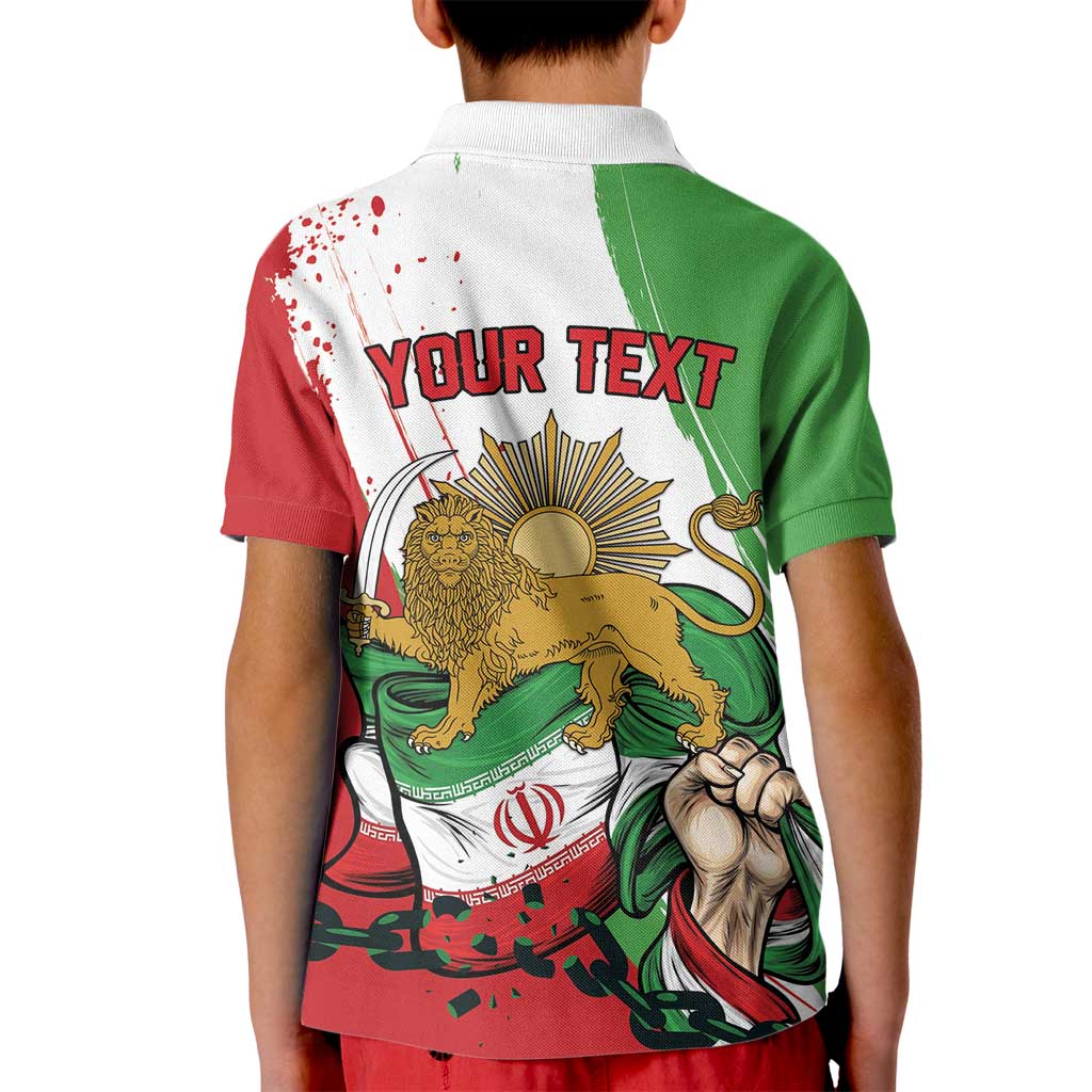 Free Iran Lion and Sun Personalized Kid Polo Shirt Persian Freedom Protest