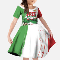 Free Iran Lion and Sun Personalized Kid Short Sleeve Dress Persian Freedom Protest