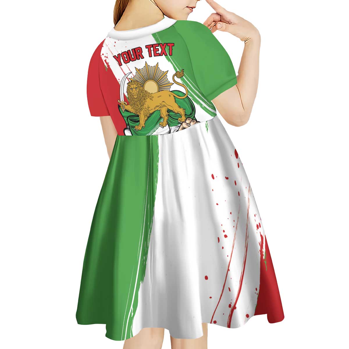 Free Iran Lion and Sun Personalized Kid Short Sleeve Dress Persian Freedom Protest