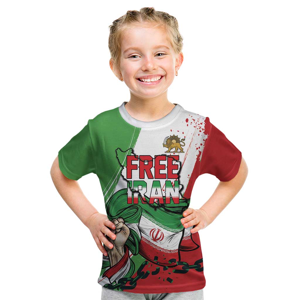 Free Iran Lion and Sun Personalized Kid T Shirt Persian Freedom Protest