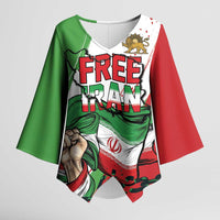 Free Iran Lion and Sun Personalized Kimono Sleeve Blouse Persian Freedom Protest
