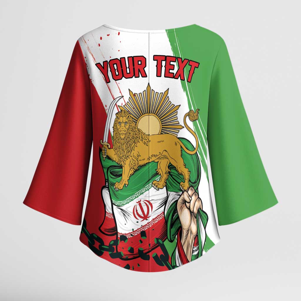 Free Iran Lion and Sun Personalized Kimono Sleeve Blouse Persian Freedom Protest