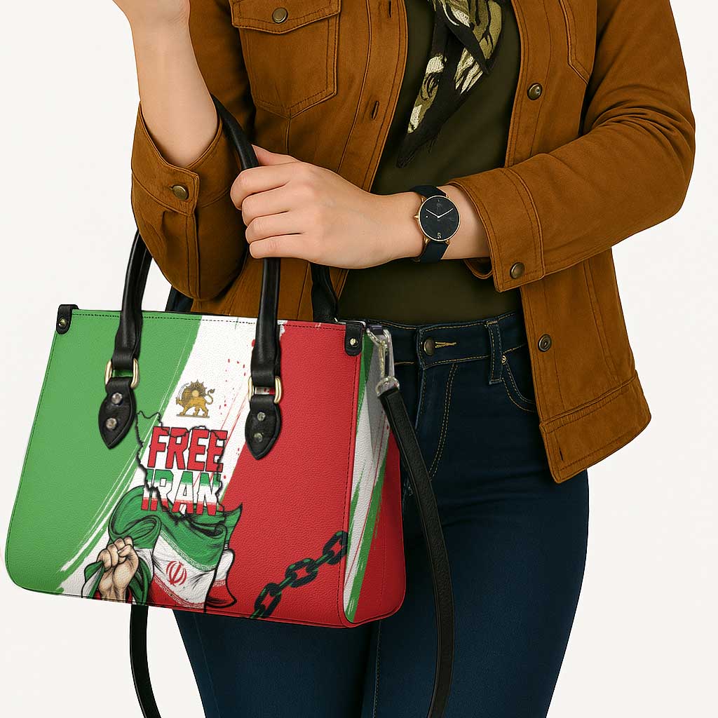 Free Iran Lion and Sun Leather Bag Persian Freedom Protest