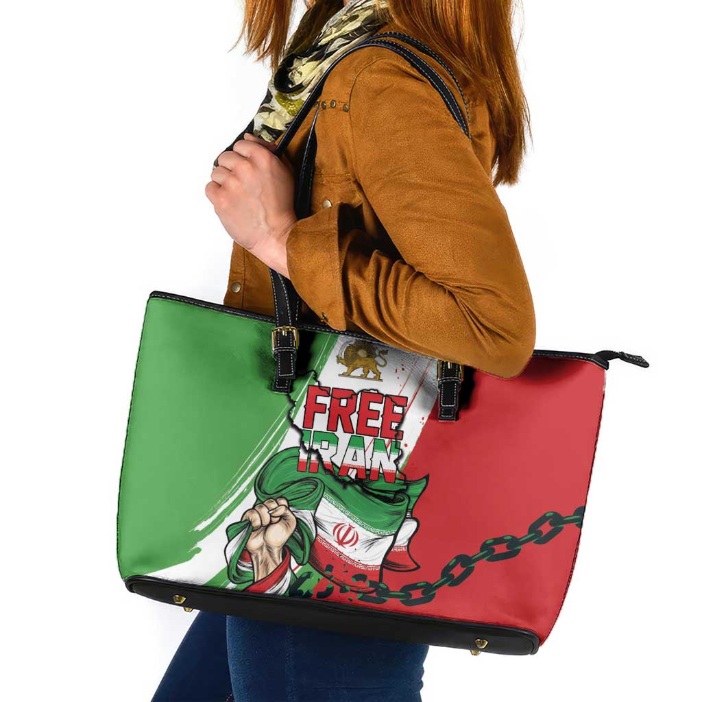 Free Iran Lion and Sun Leather Tote Bag Persian Freedom Protest