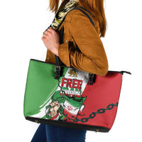Free Iran Lion and Sun Leather Tote Bag Persian Freedom Protest