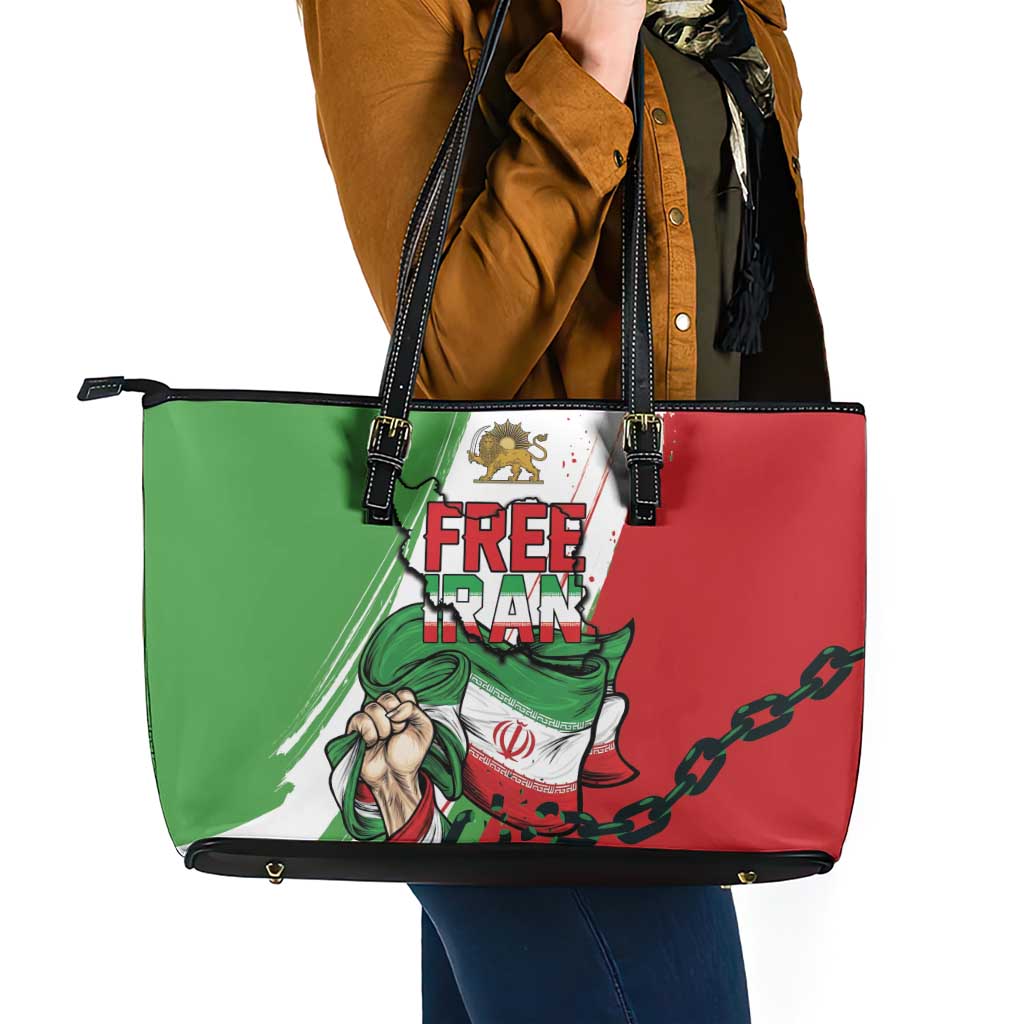 Free Iran Lion and Sun Leather Tote Bag Persian Freedom Protest