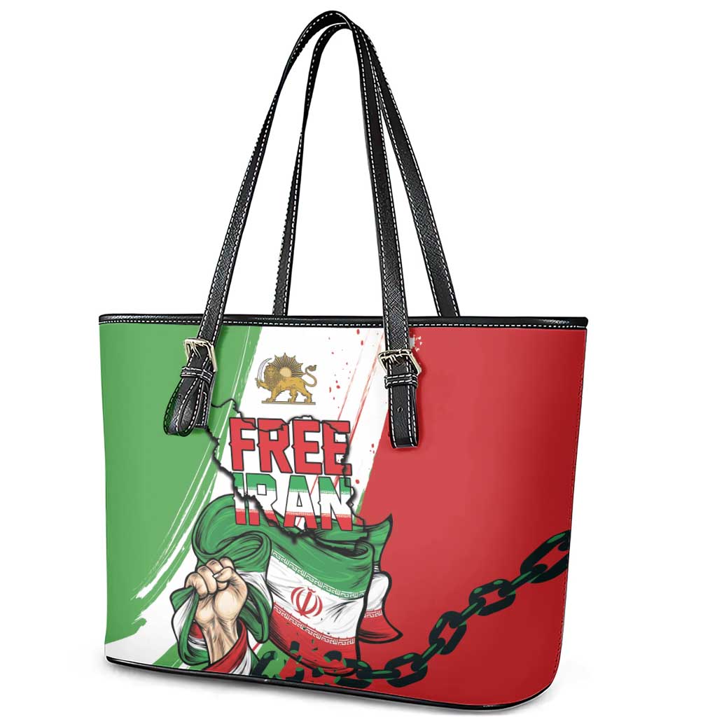 Free Iran Lion and Sun Leather Tote Bag Persian Freedom Protest