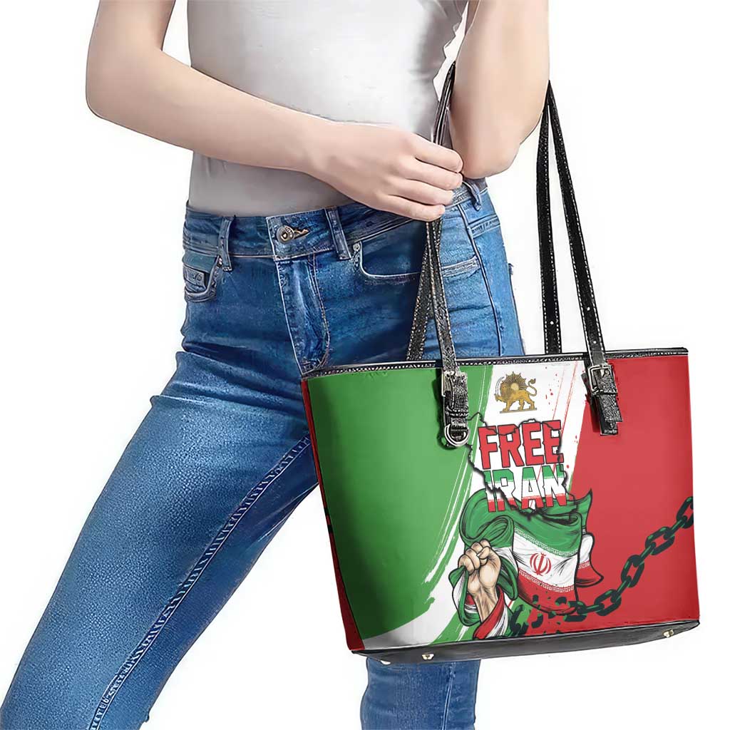 Free Iran Lion and Sun Leather Tote Bag Persian Freedom Protest