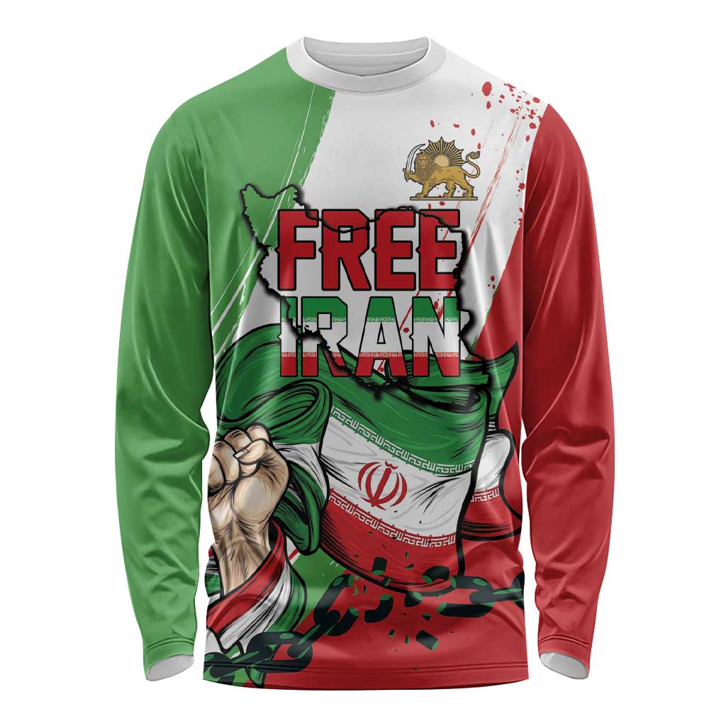 Free Iran Lion and Sun Personalized Long Sleeve Shirt Persian Freedom Protest