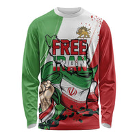 Free Iran Lion and Sun Personalized Long Sleeve Shirt Persian Freedom Protest