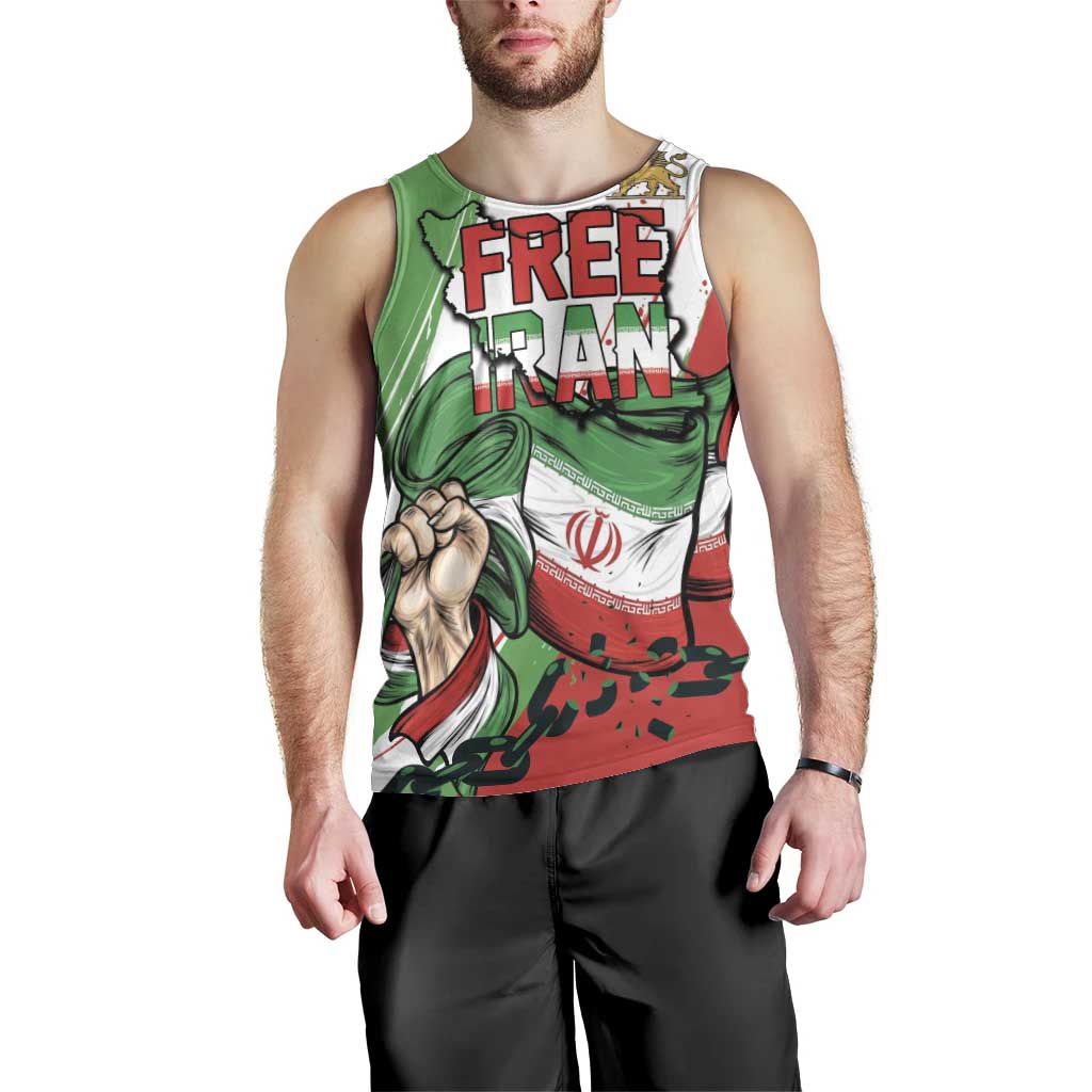 Free Iran Lion and Sun Personalized Men Tank Top Persian Freedom Protest