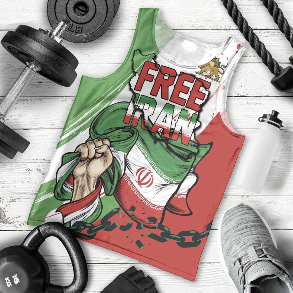 Free Iran Lion and Sun Personalized Men Tank Top Persian Freedom Protest