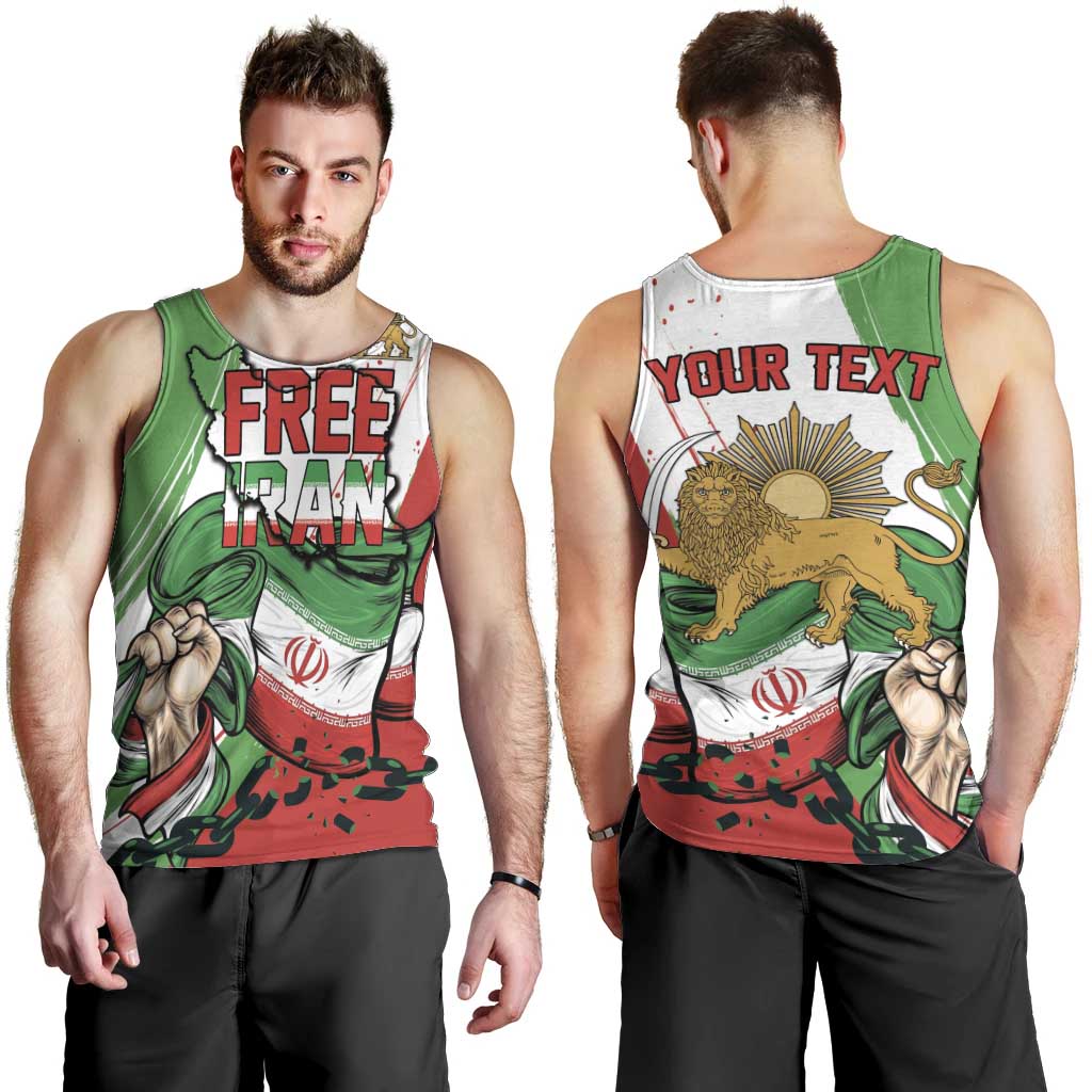 Free Iran Lion and Sun Personalized Men Tank Top Persian Freedom Protest