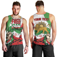 Free Iran Lion and Sun Personalized Men Tank Top Persian Freedom Protest