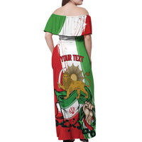Free Iran Lion and Sun Personalized Off Shoulder Maxi Dress Persian Freedom Protest