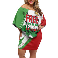 Free Iran Lion and Sun Personalized Off Shoulder Short Dress Persian Freedom Protest