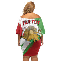 Free Iran Lion and Sun Personalized Off Shoulder Short Dress Persian Freedom Protest
