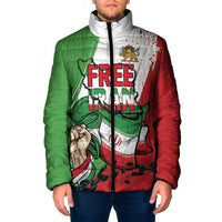 Free Iran Lion and Sun Personalized Padded Jacket Persian Freedom Protest