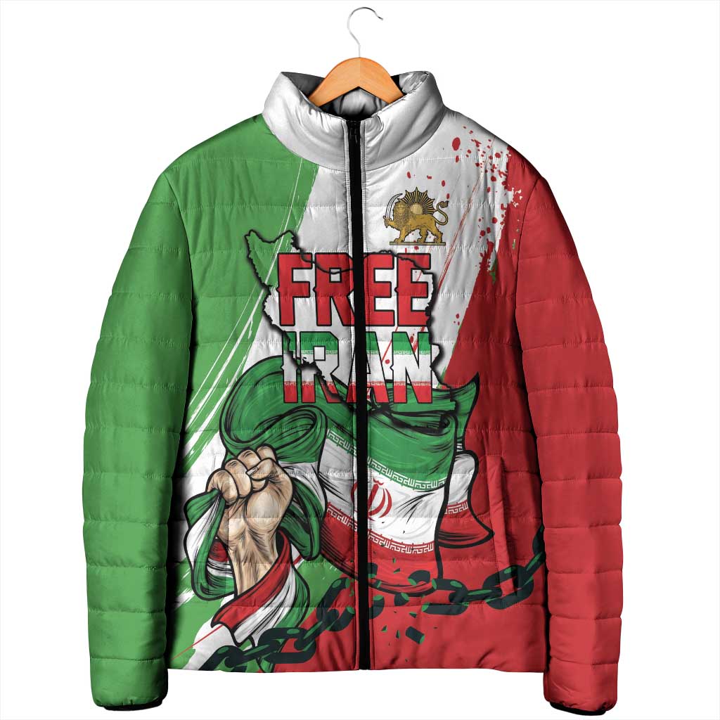Free Iran Lion and Sun Personalized Padded Jacket Persian Freedom Protest