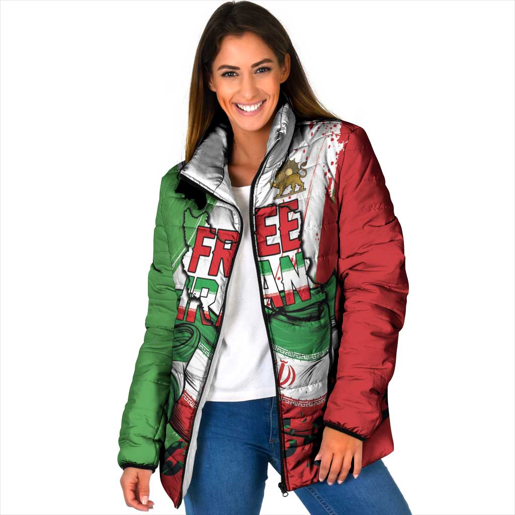 Free Iran Lion and Sun Personalized Padded Jacket Persian Freedom Protest