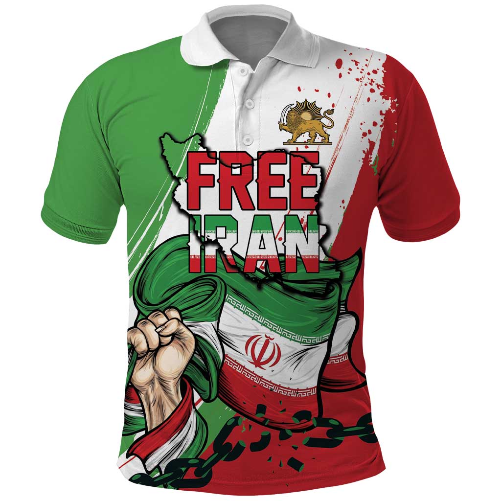 Free Iran Lion and Sun Personalized Polo Shirt Persian Freedom Protest