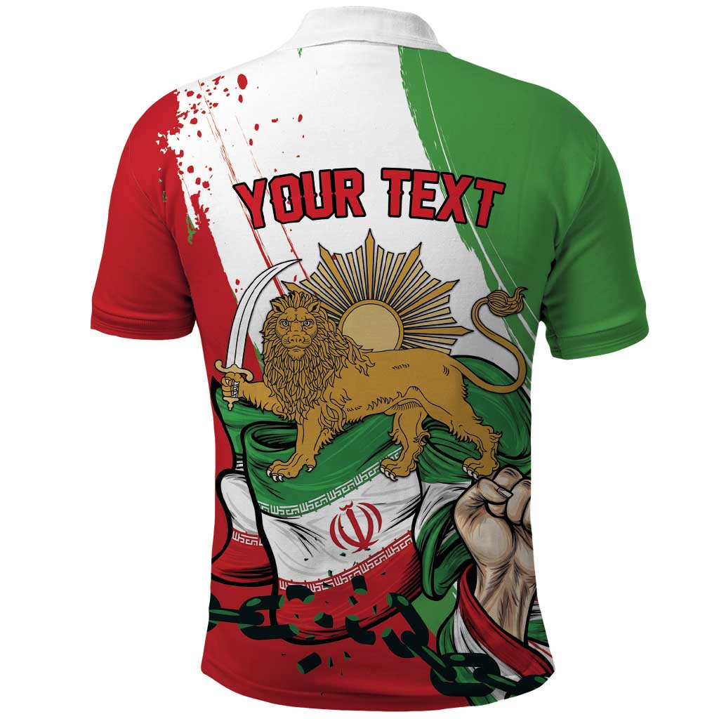 Free Iran Lion and Sun Personalized Polo Shirt Persian Freedom Protest