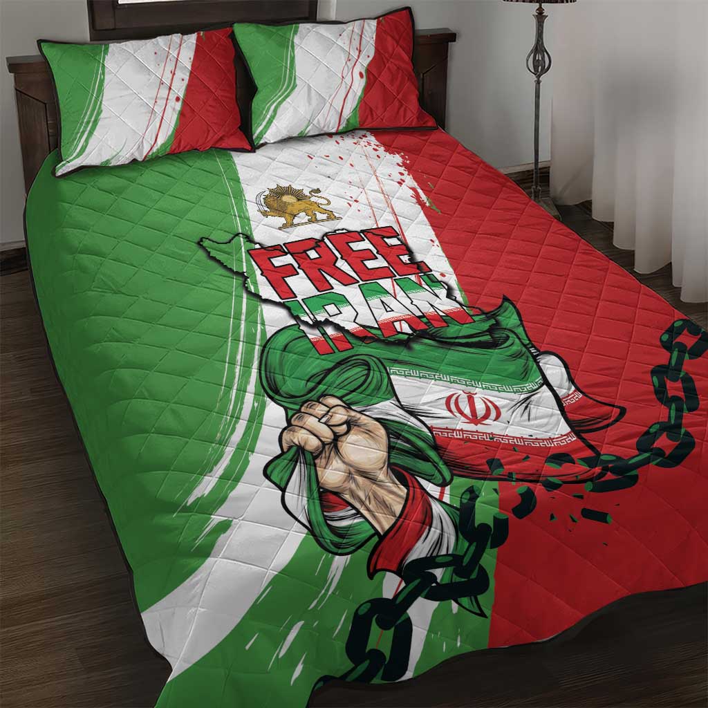 Free Iran Lion and Sun Quilt Bed Set Persian Freedom Protest