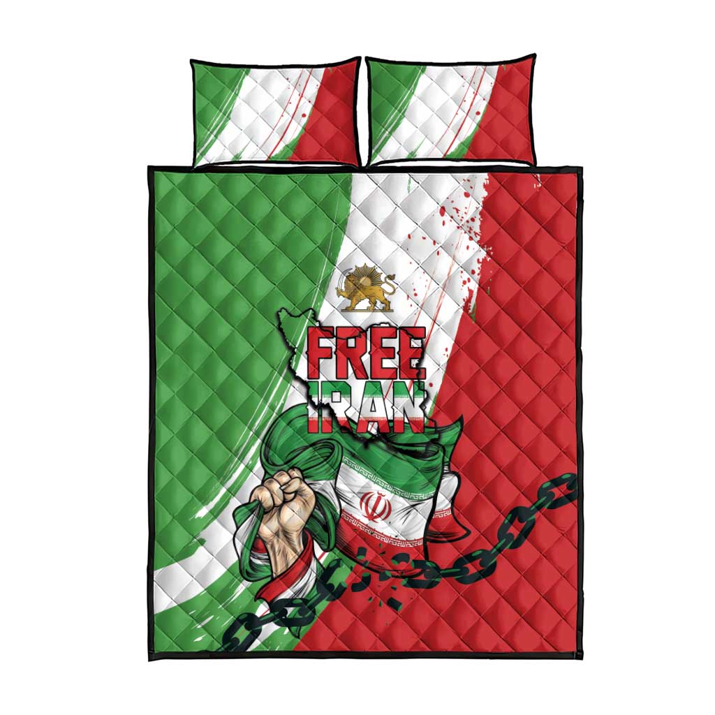 Free Iran Lion and Sun Quilt Bed Set Persian Freedom Protest