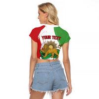Free Iran Lion and Sun Personalized Raglan Cropped T Shirt Persian Freedom Protest
