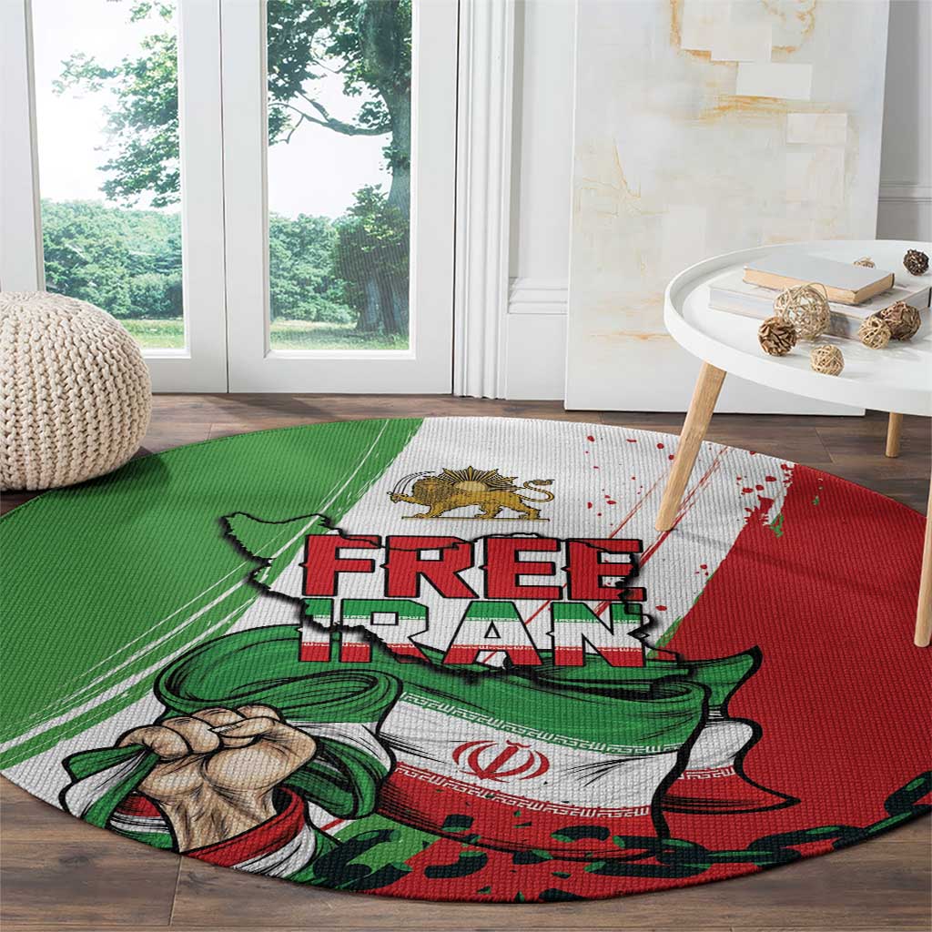 Free Iran Lion and Sun Round Carpet Persian Freedom Protest