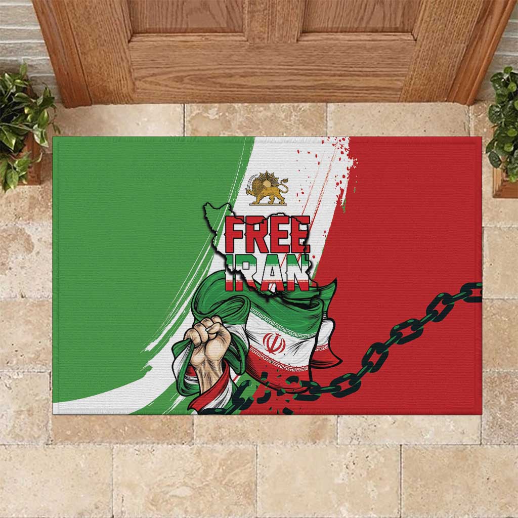 Free Iran Lion and Sun Rubber Doormat Persian Freedom Protest