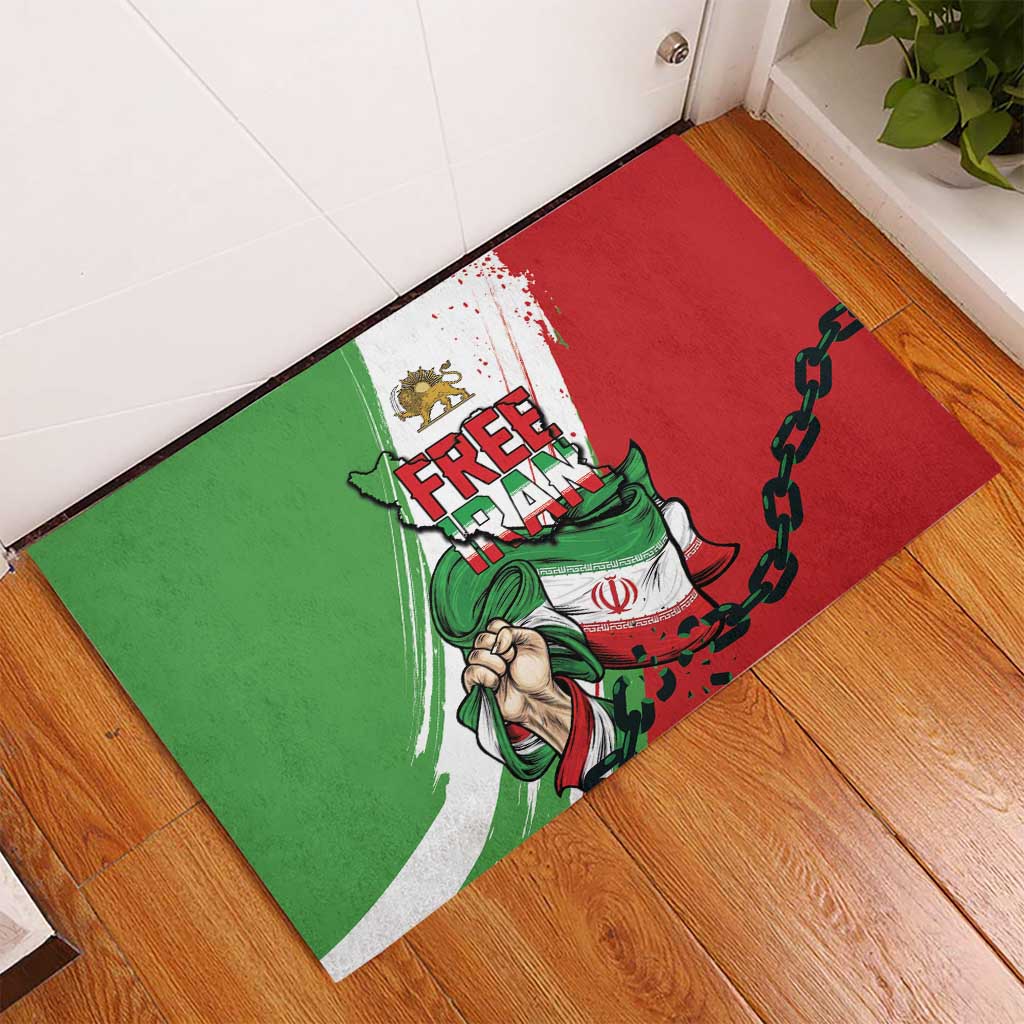 Free Iran Lion and Sun Rubber Doormat Persian Freedom Protest