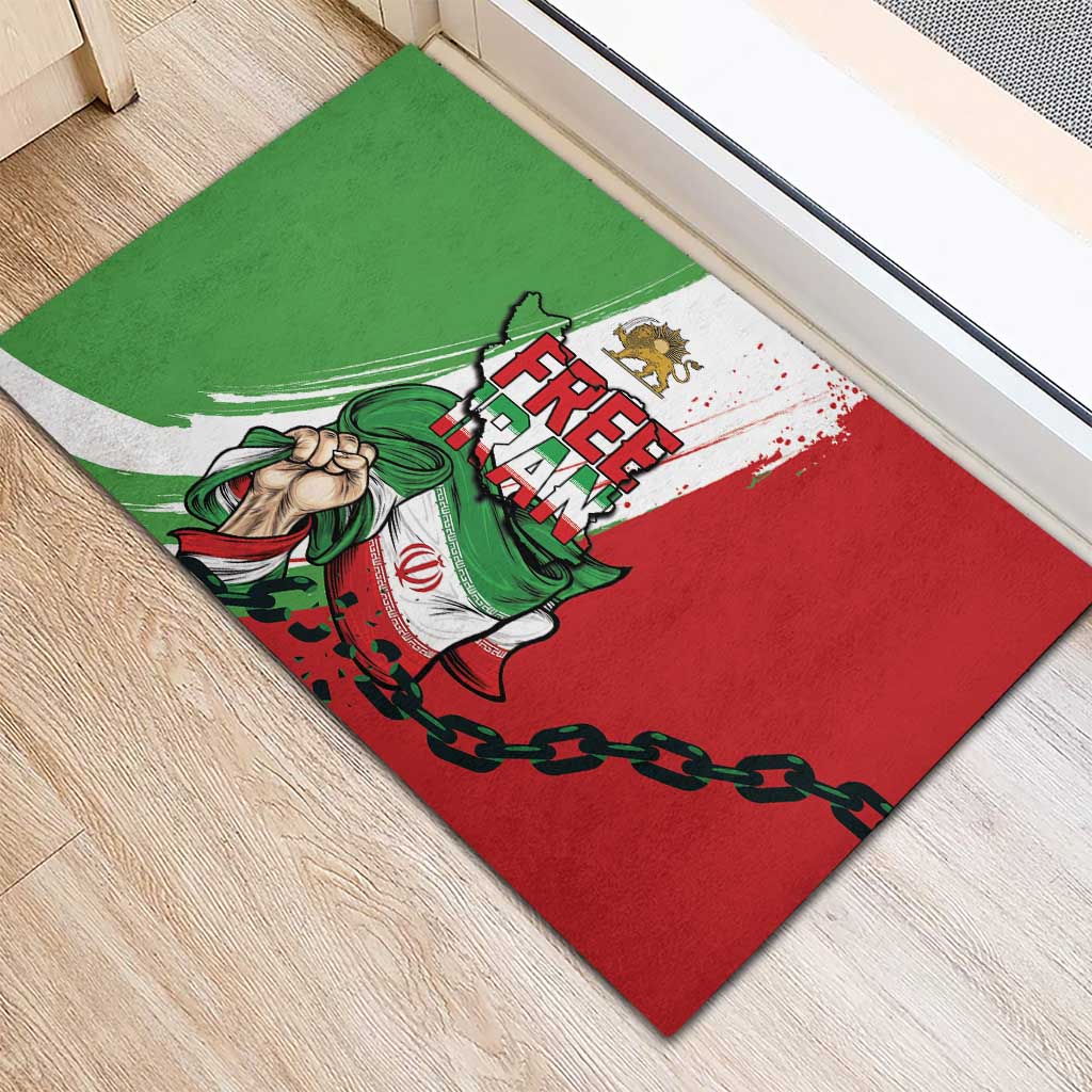 Free Iran Lion and Sun Rubber Doormat Persian Freedom Protest