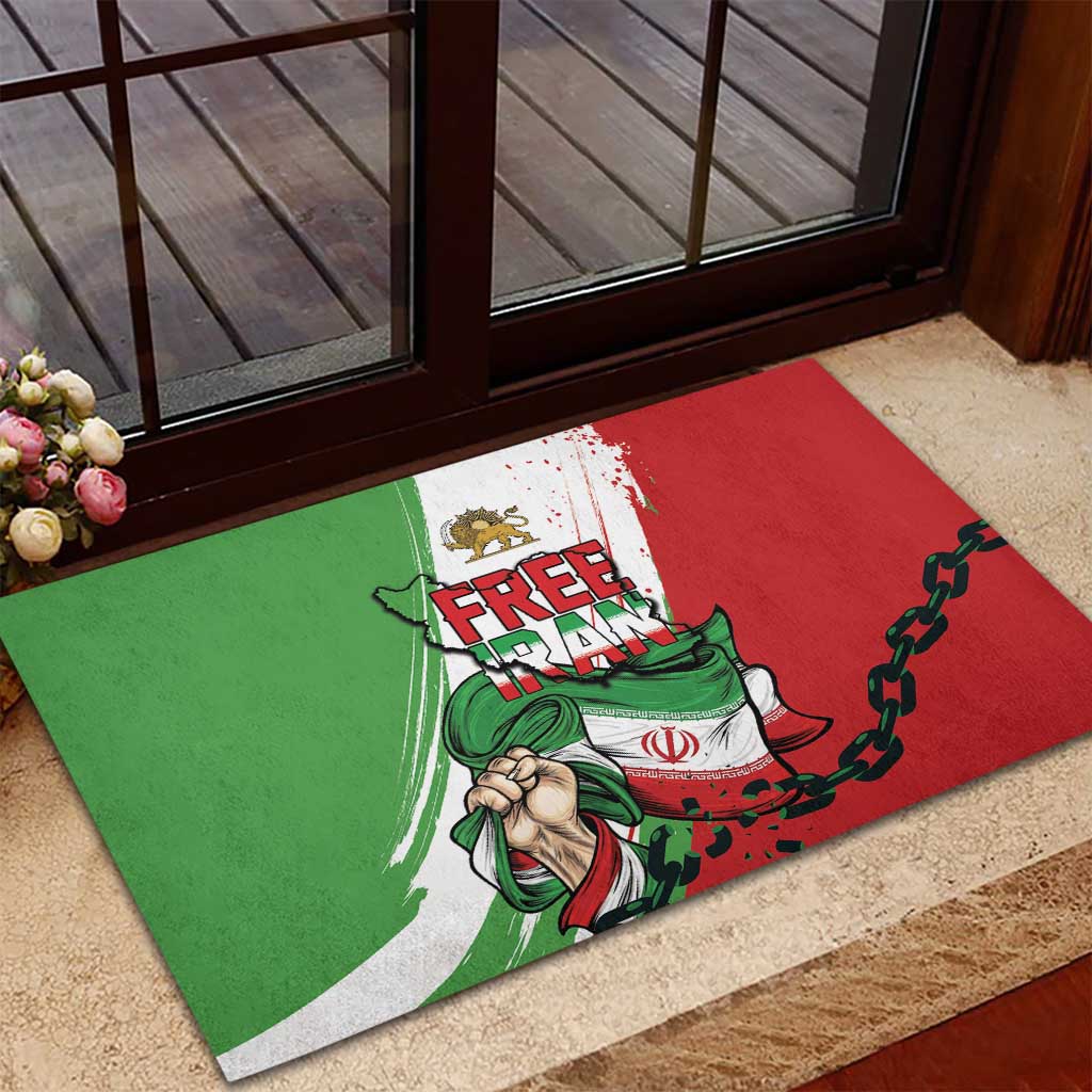 Free Iran Lion and Sun Rubber Doormat Persian Freedom Protest