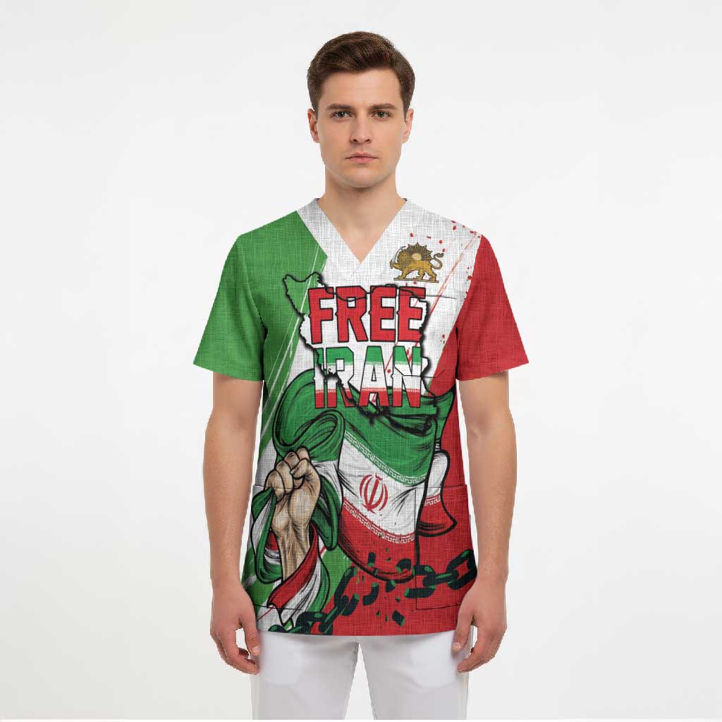 Free Iran Lion and Sun Personalized Scrub Top Persian Freedom Protest