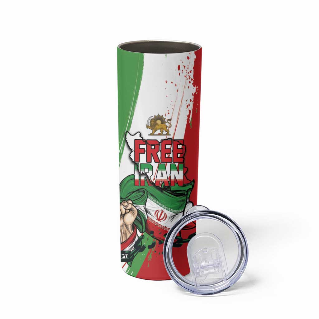 Free Iran Lion and Sun Personalized Skinny Tumbler Persian Freedom Protest
