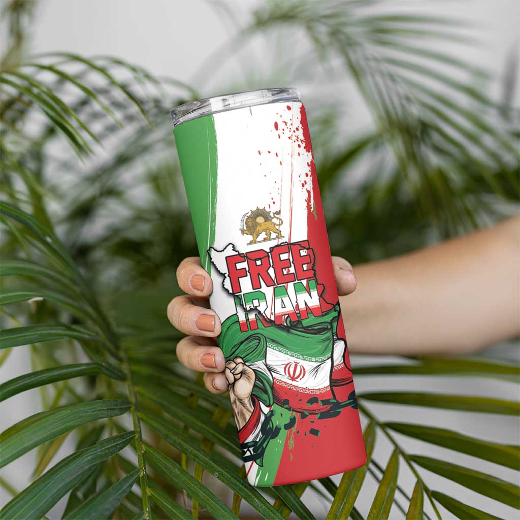 Free Iran Lion and Sun Personalized Skinny Tumbler Persian Freedom Protest