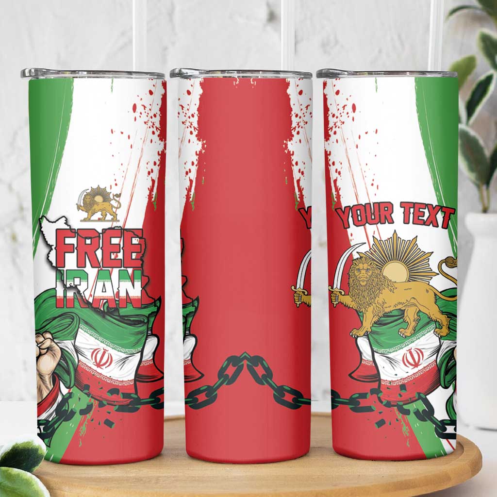 Free Iran Lion and Sun Personalized Skinny Tumbler Persian Freedom Protest