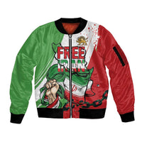 Free Iran Lion and Sun Personalized Sleeve Zip Bomber Jacket Persian Freedom Protest