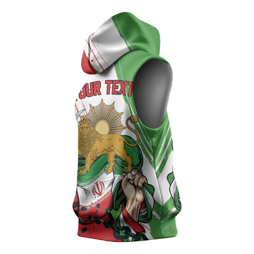 Free Iran Lion and Sun Personalized Sleeveless Hoodie Persian Freedom Protest
