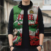 Free Iran Lion and Sun Personalized Sleeveless Puffer Jacket Persian Freedom Protest
