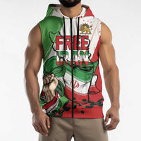 Free Iran Lion and Sun Personalized Sleeveless Zip Hoodie Persian Freedom Protest