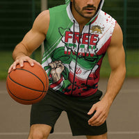 Free Iran Lion and Sun Personalized Sleeveless Zip Hoodie Persian Freedom Protest