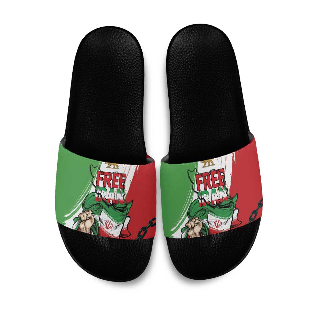 Free Iran Lion and Sun Slide Sandals Persian Freedom Protest
