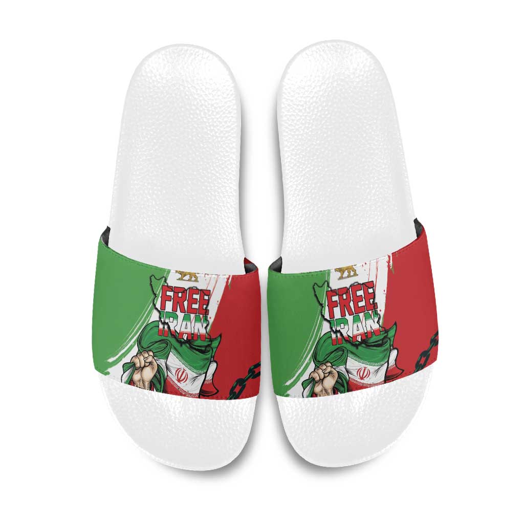 Free Iran Lion and Sun Slide Sandals Persian Freedom Protest